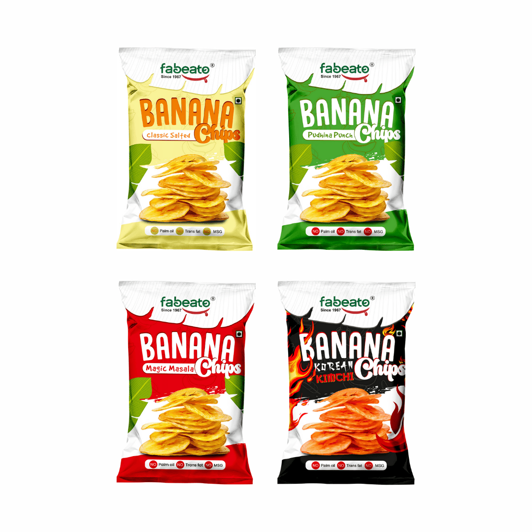 Banana Chips Assorted Pack All in One (Pack of 4x60g each) - Fabeato