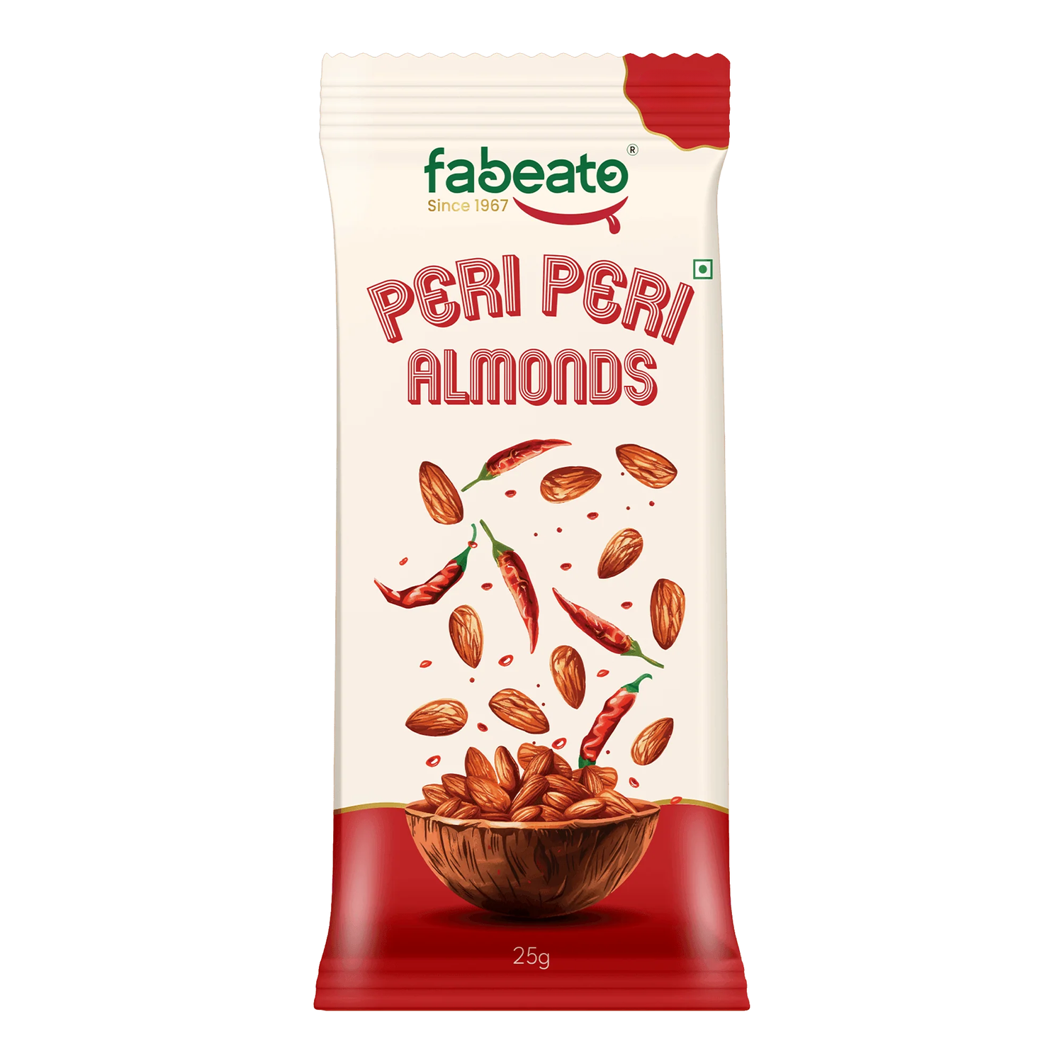 Munch on the Go Snack Premium Peri Peri Almonds(Pack of 6x25g each)