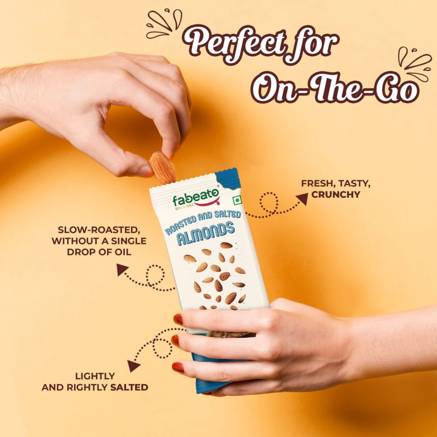 Munch on the Go Snack Premium Roasted and Salted Almonds (Pack of 6x25g each)
