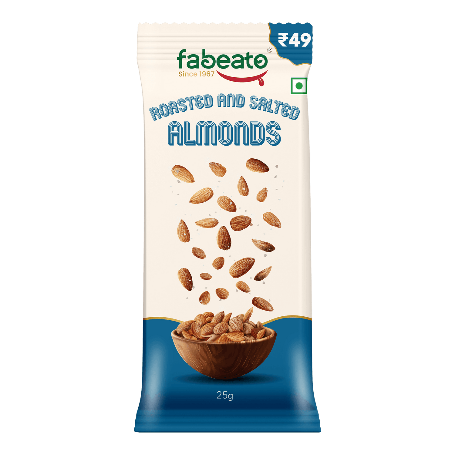 Munch on the Go Snack Premium Roasted and Salted Almonds (Pack of 6x25g each) - Fabeato