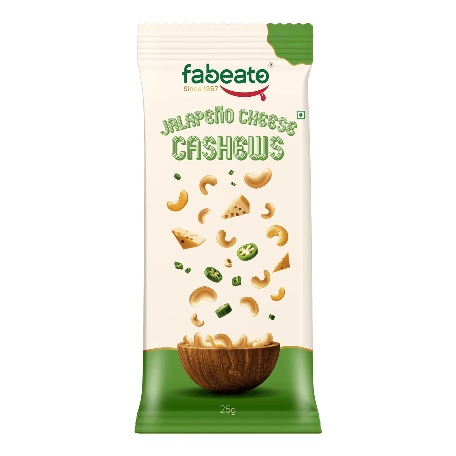 Munch on the Go Snack Premium Jalapeno Cheese Cashews (Pack of 6x25g each)