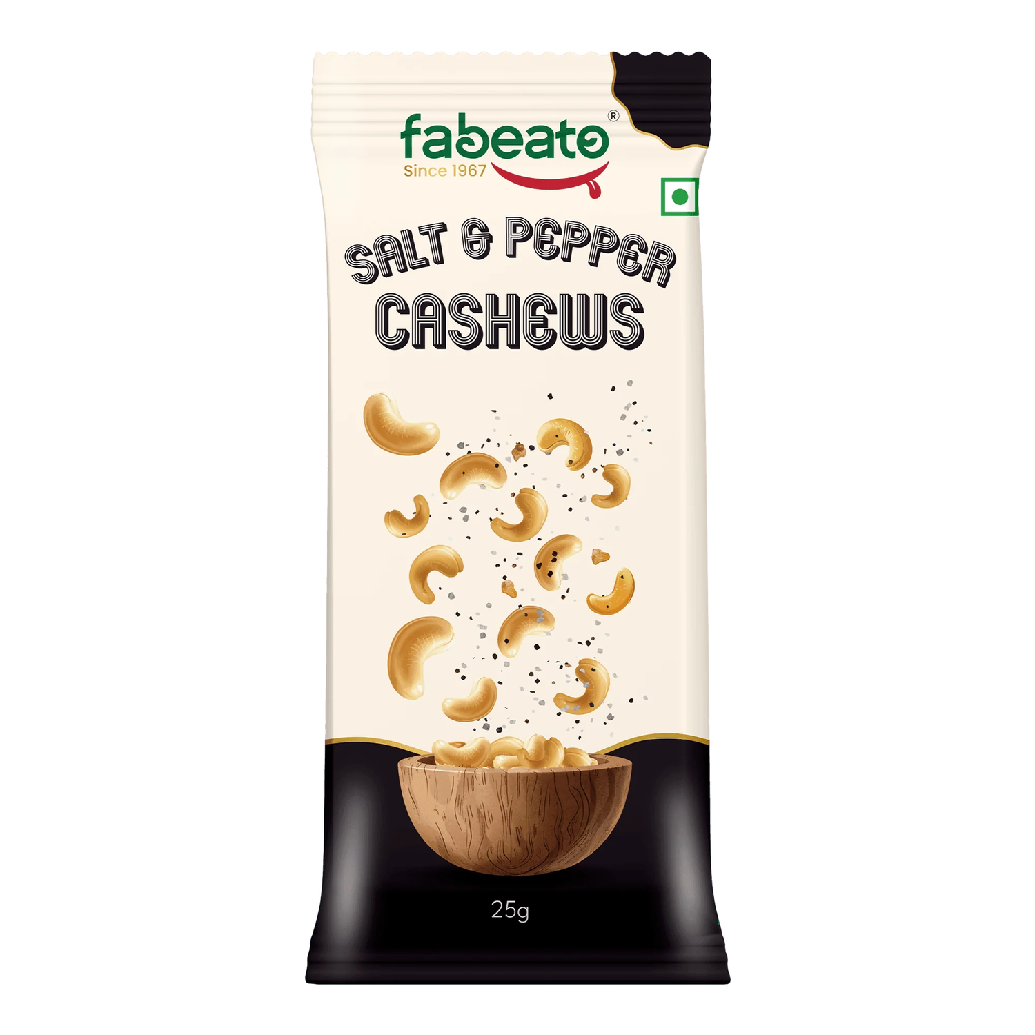 Munch on the Go Snack Premium Salt and Pepper Cashews (Pack of 6x25g each)