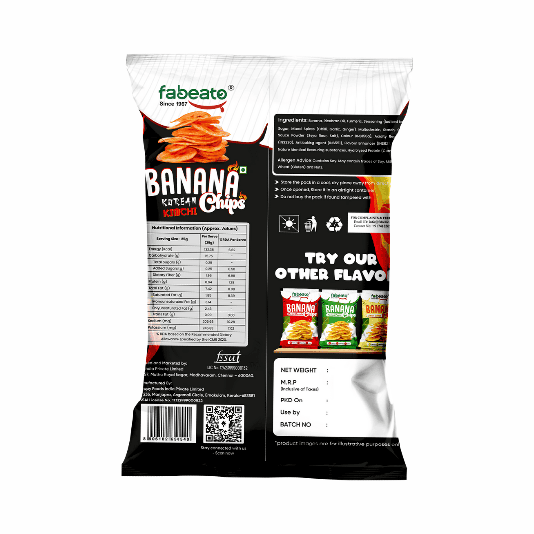Korean Kimchi Flavor Banana Chips (60g) - Fabeato
