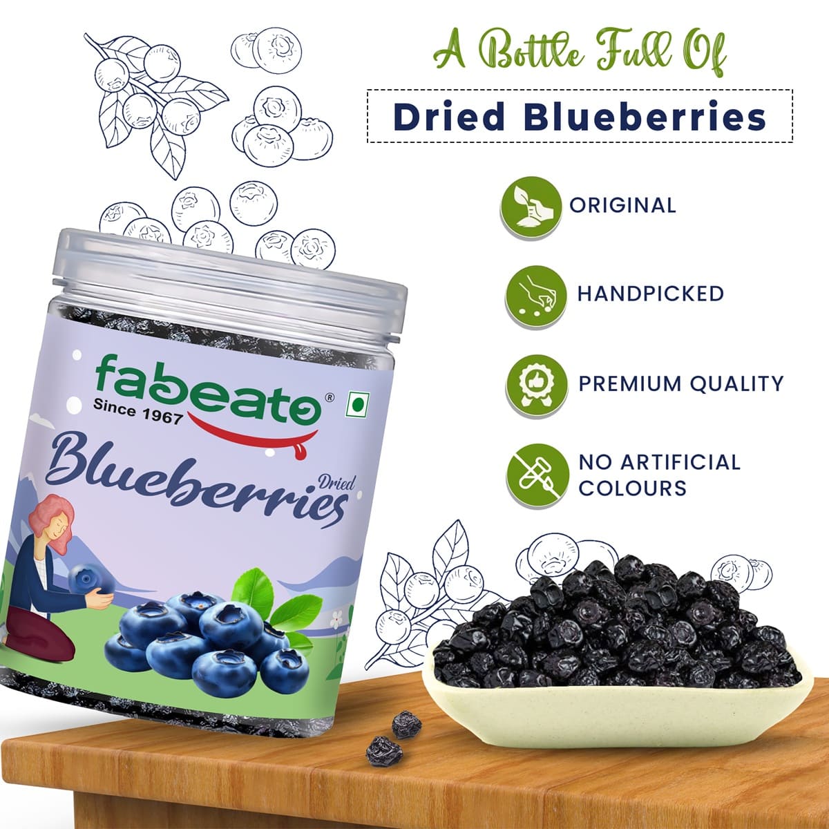 Premium Dried Whole Blueberries 250g