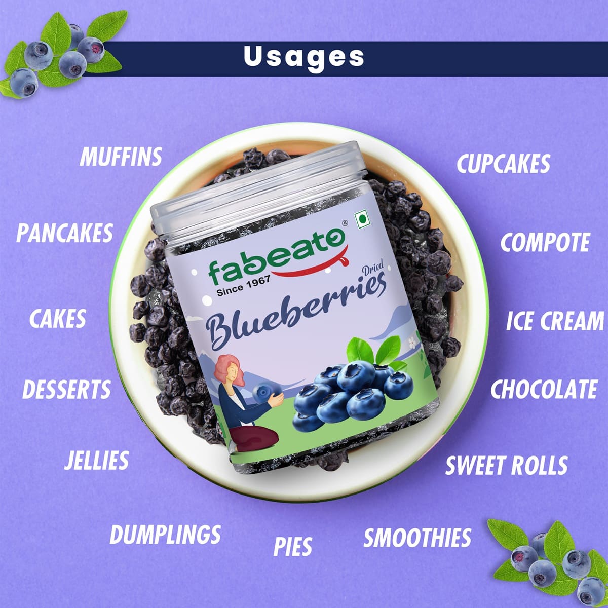 Premium Dried Whole Blueberries 250g