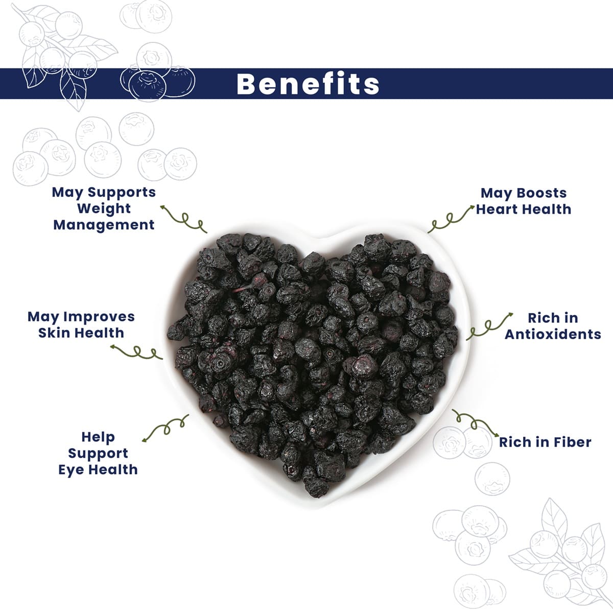 Premium Dried Whole Blueberries 250g