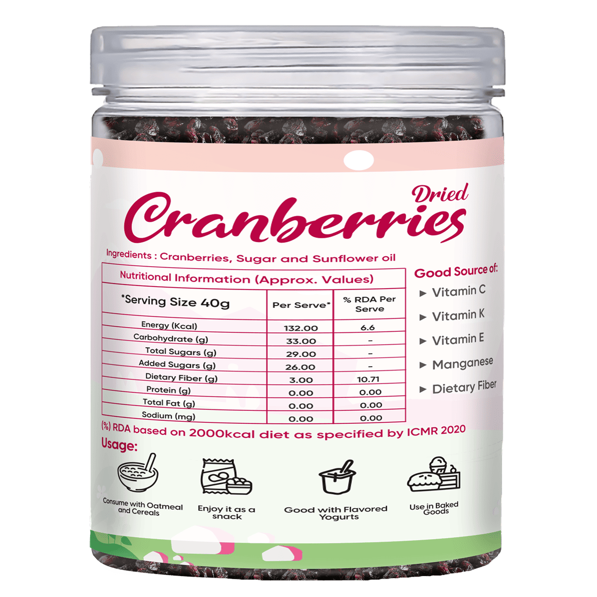 Premium Dried Cranberries 250g