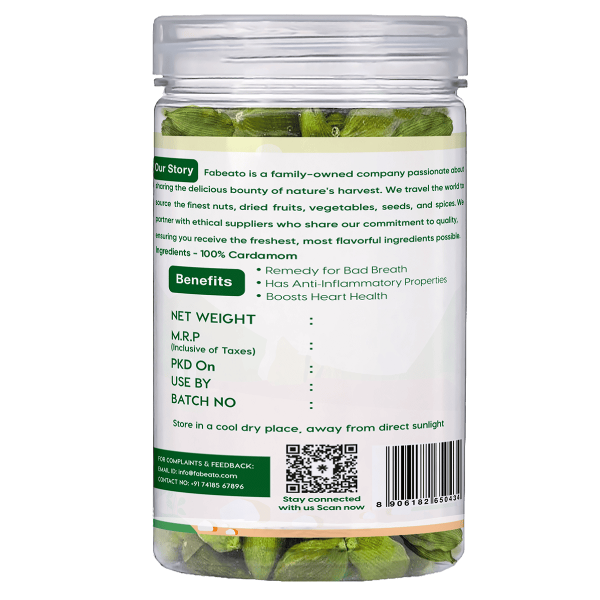 Whole Green Cardamom 8mm Bold (50g) - Fabeato