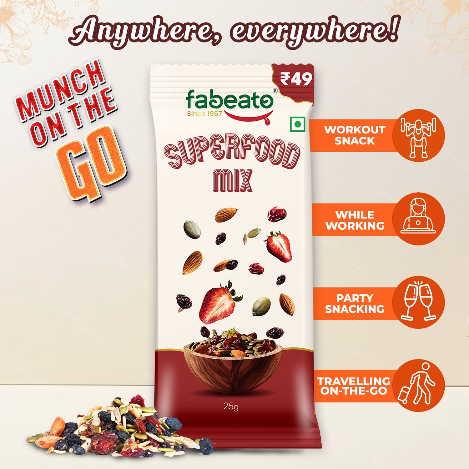 Munch on the Go Snack Premium Superfood Mix (Pack of 6x25g each)