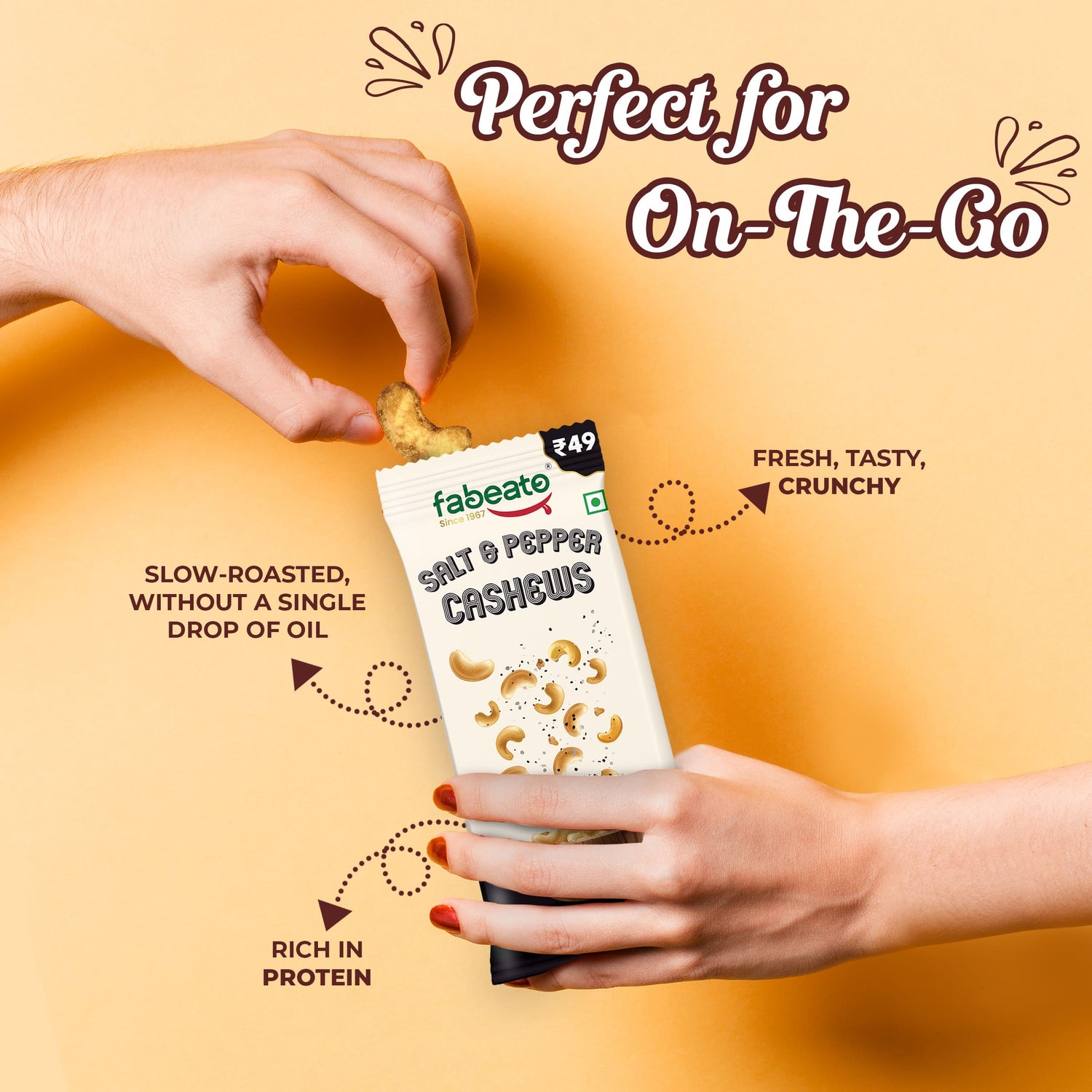 Munch on the Go Snack Premium Salt and Pepper Cashews (Pack of 6x25g each)