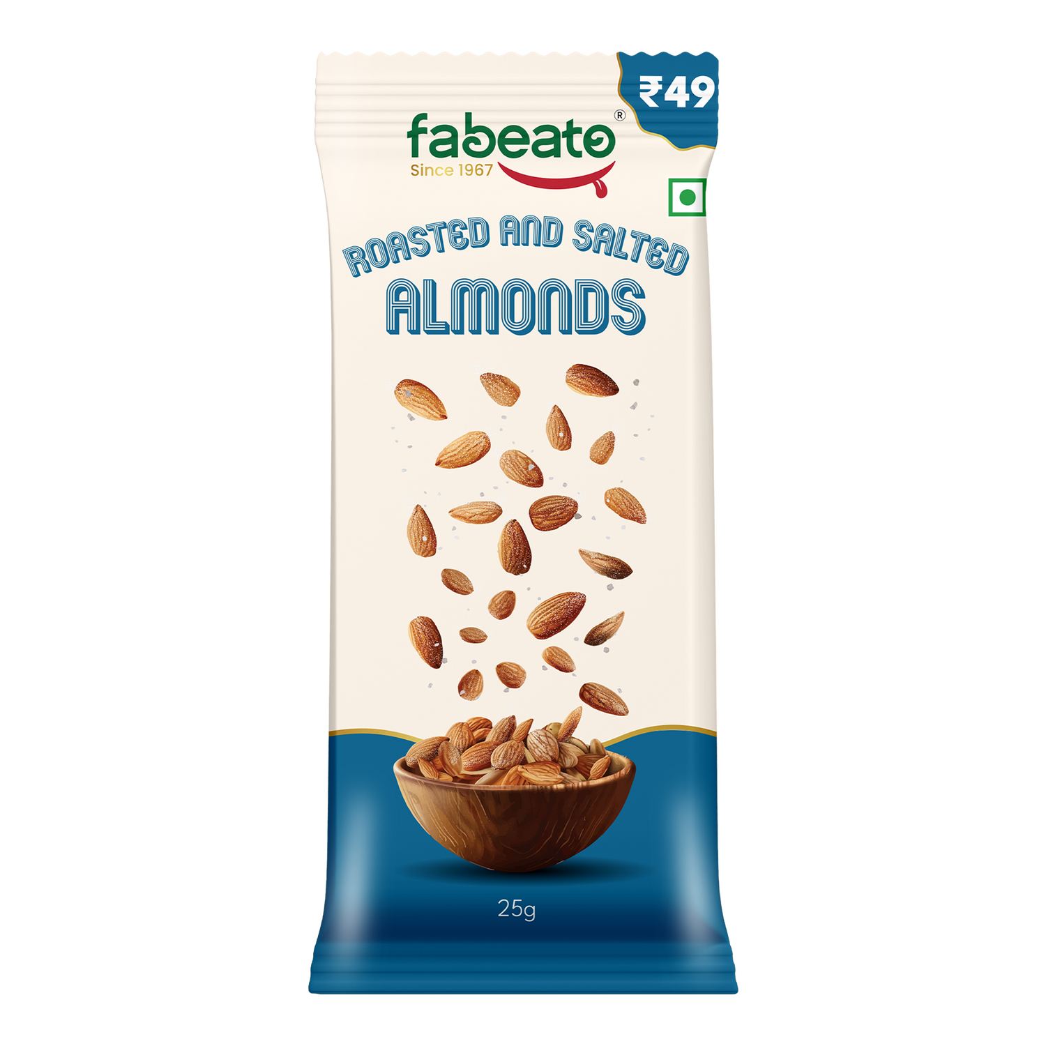 Munch on the Go Snack Premium Roasted and Salted Almonds (Pack of 6x25g each)